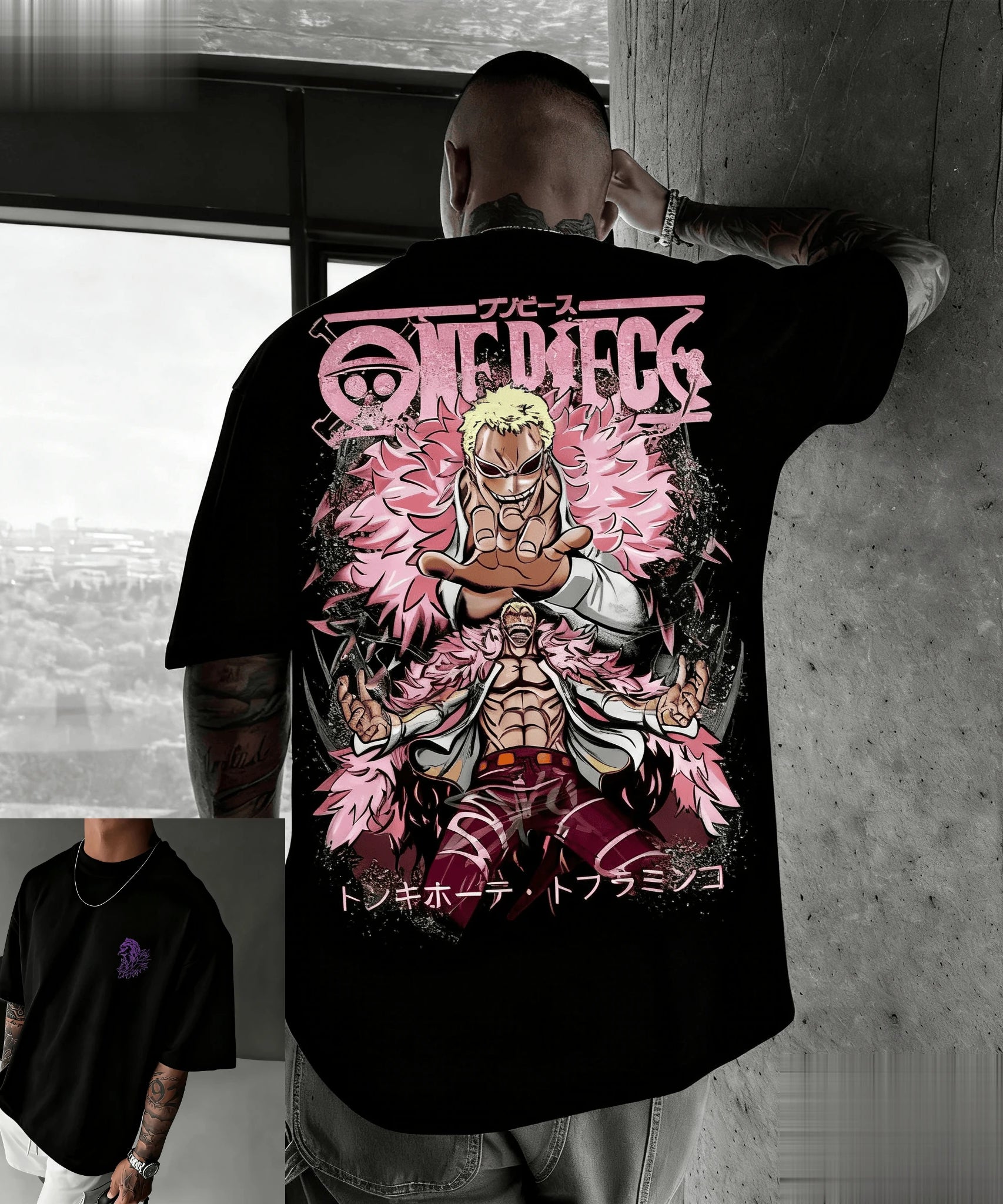 New Unisex One Piece Doflaminggo Anime Men T Shirt Short Sleeve Tee Summer Y2k Graphic Streetwear Casual Top Oversized