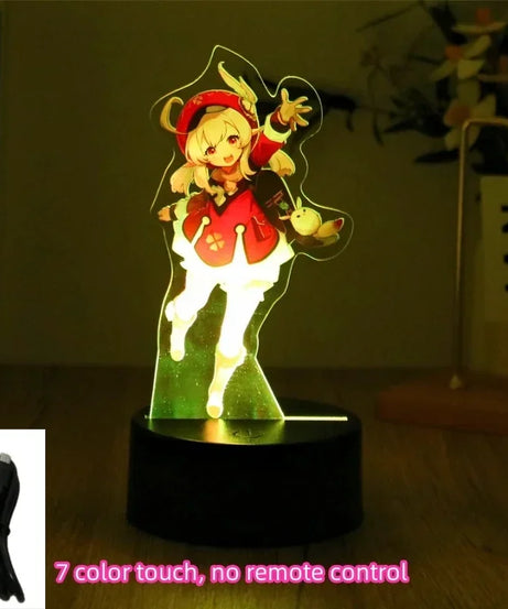 Genshin Impact 3D Lamp LED Night Light Anime Figures Zhongli Raiden Shogun Remote RGB Dream Colors Kids Bedroom Home Decor