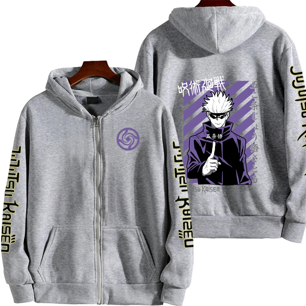 Jujutsu Kaisen Satoru Gojo Graphic Zip-Up Hoodie – Anime Harajuku Jacket 6