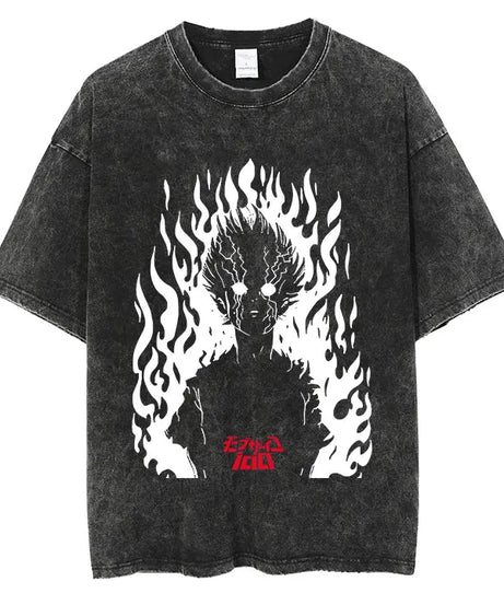 Mob Psycho 100 Vintage Graphic T-Shirt – Harajuku Streetwear Cotton Tee for Men