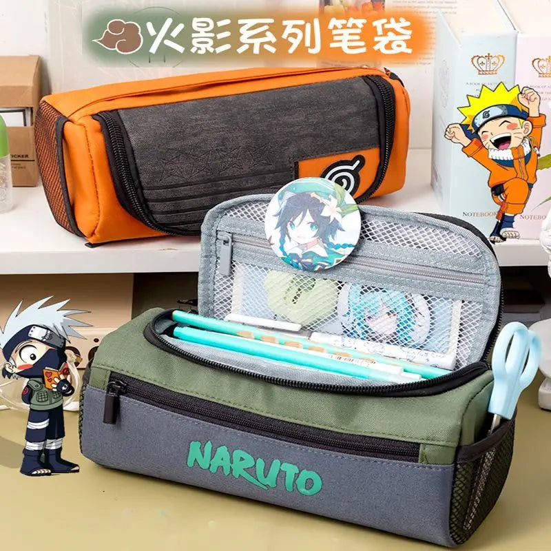 Naruto anime creative canvas stationery case student pencil case personalized children's large capacity pencil case gift