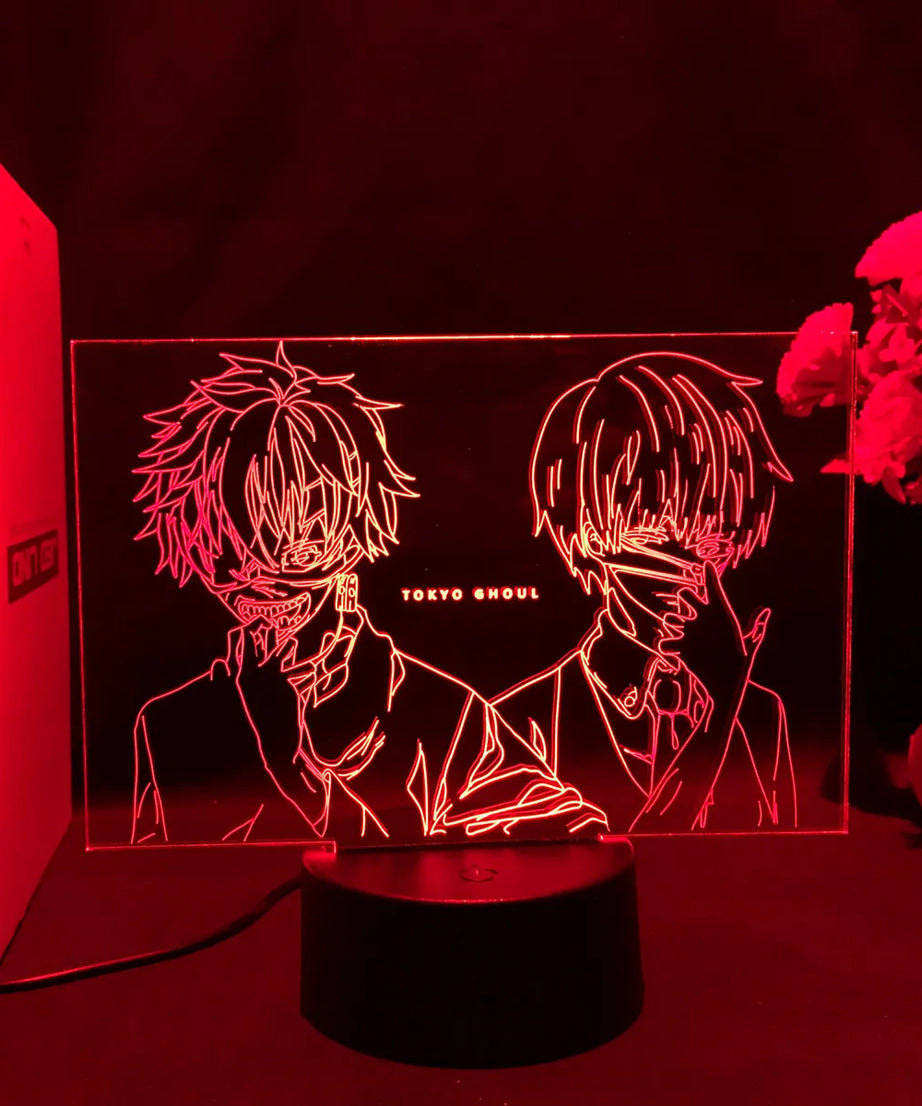 Anime Tokyo Ghoul Glowing Acrylic Stand Ken Kaneki Figure Nightlight for Reading Room Decor Light Gift for Birthday Table Lamp