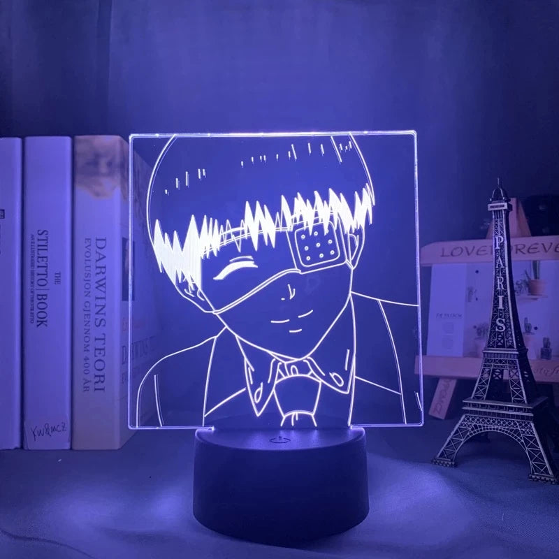 Anime Tokyo Ghoul Glowing Acrylic Stand Ken Kaneki Figure Nightlight for Reading Room Decor Light Gift for Birthday Table Lamp