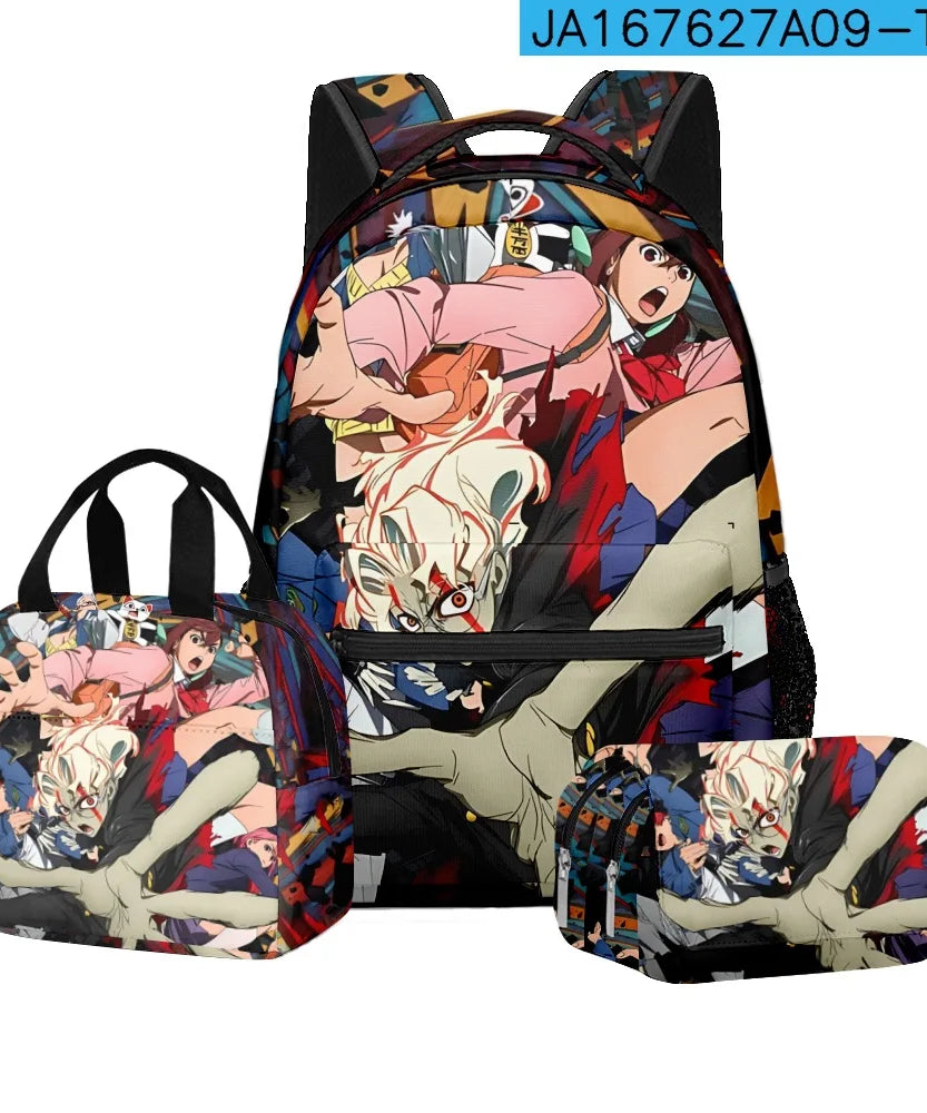 Luxury Popular Novelty DANDADAN 3D Printed 3pcs/Set student School Bags Travel Notebook Backpack Lunch bag Pencil Case