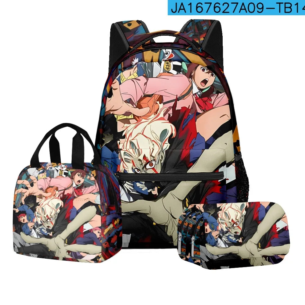 Luxury Popular Novelty DANDADAN 3D Printed 3pcs/Set student School Bags Travel Notebook Backpack Lunch bag Pencil Case