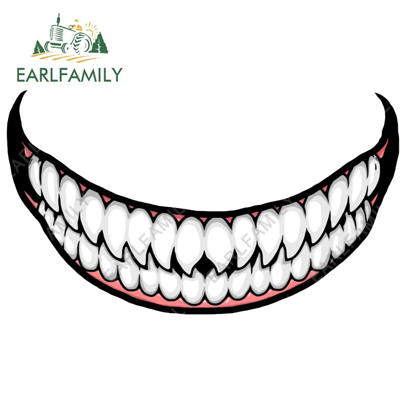 EARLFAMILY 13cm For Scary Devil Tooth Helmet Car Stickers RV JDM Motorcycle Decal Waterproof Camper Van Funny Car Accessories