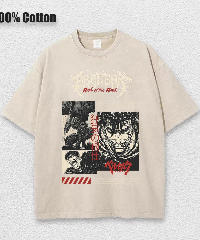Berserk Anime Vintage Graphic T-Shirt – Harajuku Cotton Tee for Men & Women