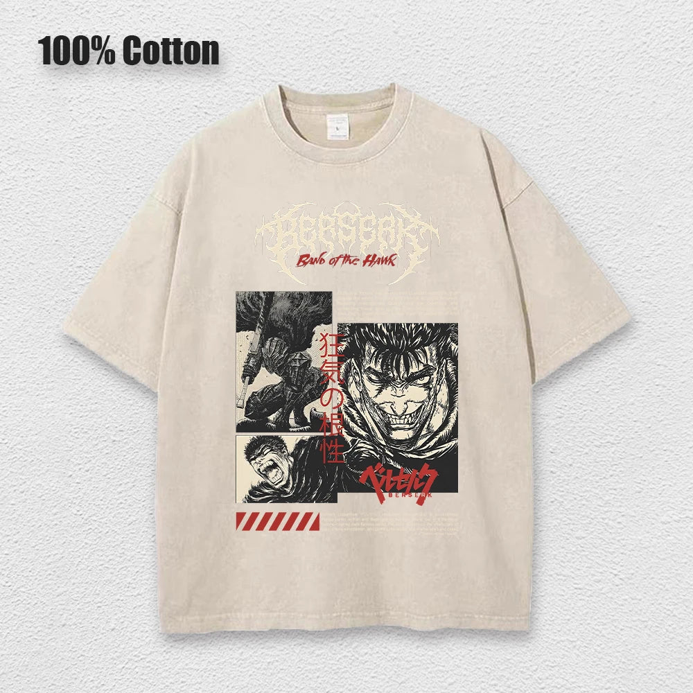 Berserk Anime Vintage Graphic T-Shirt – Harajuku Cotton Tee for Men & Women