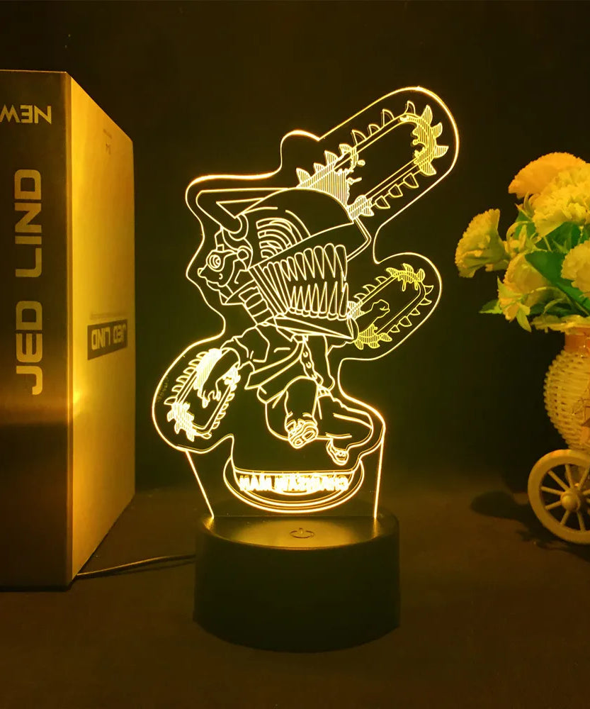 Anime Chainsaw Man Led Acrylic Stand Denji Power Makima Action Figure For Kids Bedroom Decor Nightlight Birthday