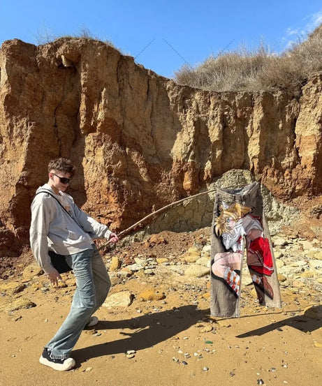 Harajuku Hip-hop Streetwear Trousers Women Y2K Retro Animation Print Baggy Jeans Men Goth High Street Loose Wide-leg Pants