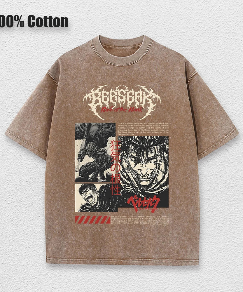 Berserk Anime Vintage Graphic T-Shirt – Harajuku Cotton Tee for Men & Women