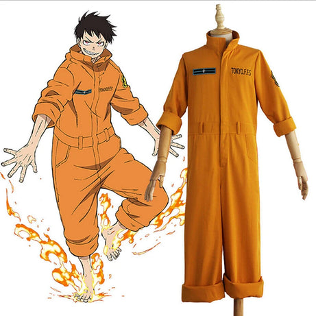 Anime Fire Force Shinra Kusakabe Cosplay Costume Jumpsuit Arthur Boyle Man Orange Team Uniform Suit