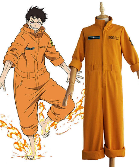 Anime Fire Force Shinra Kusakabe Cosplay Costume Jumpsuit Jumpsuit Orange Team Uniform Suit Arthur Boyle Man Halloween Costume