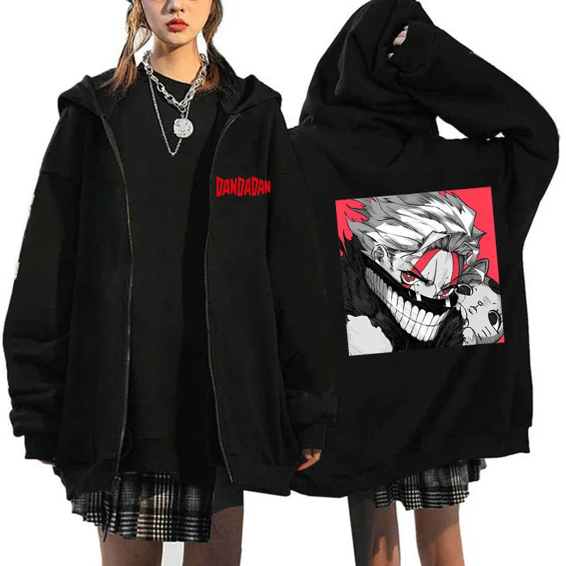 Dandadan Turbo Granny Graphic Zip-Up Hoodie Harajuku Anime Streetwear 5