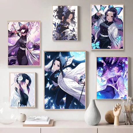 Japanese Anime Posters Demon Slayer Canvas Painting Hot Character Portrait Kochou Shinobu Wall Art Pictures Room Home Decoration