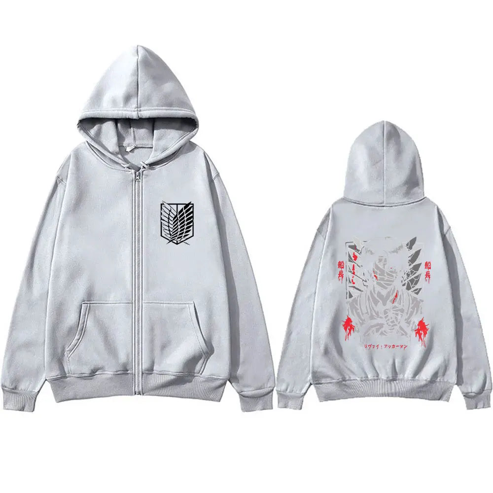 Attack on Titan Captain Levi Graphic Zip Up Hoodie Unisex Oversized Harajuku Jacket 2