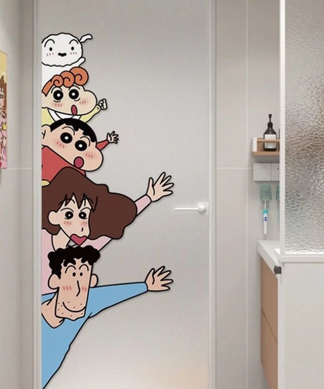Ins style Crayon Shin chan Wall Stickers Cute and Funny Anime Glass Window Stickers Shop Decoration Door Stickers