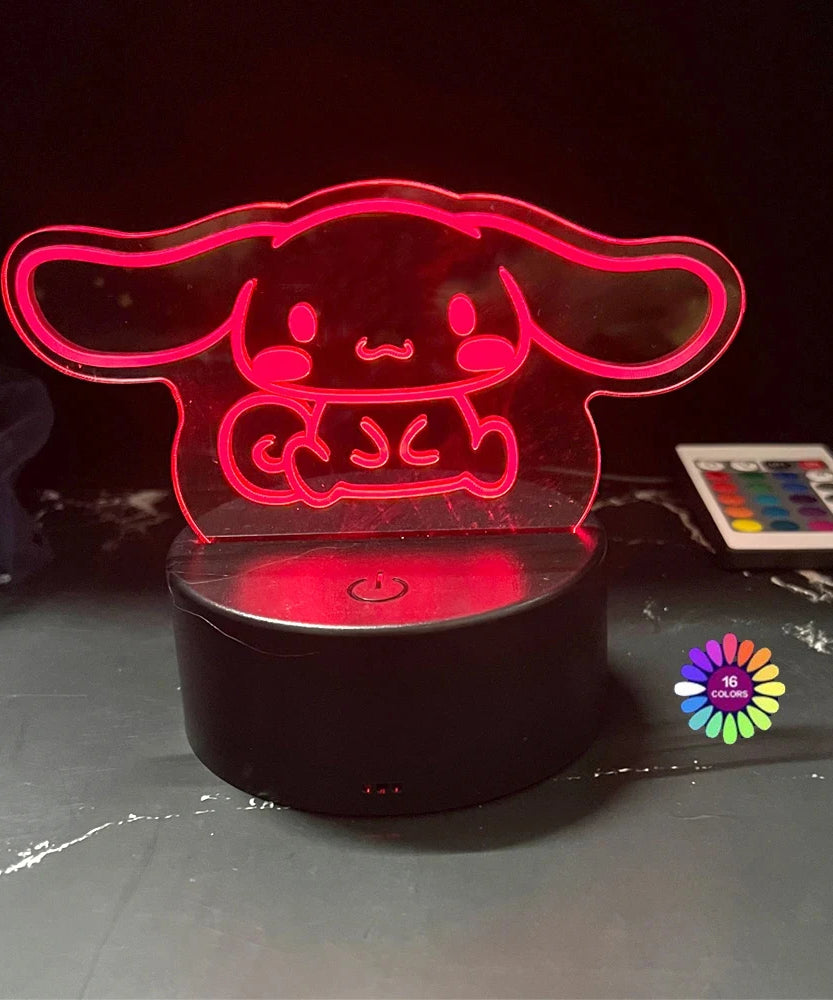 3D Night Light Kuromi Sanrio Anime Character 7/16 color band remote control LED night light Bed Room Decoration Birthday Gift
