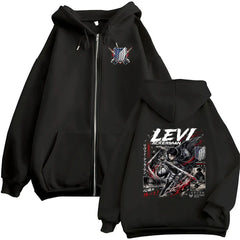 Anime Attack on Titan Levi Ackerman Zipper Hoodie – Men's & Women's Vintage Oversized Jacket