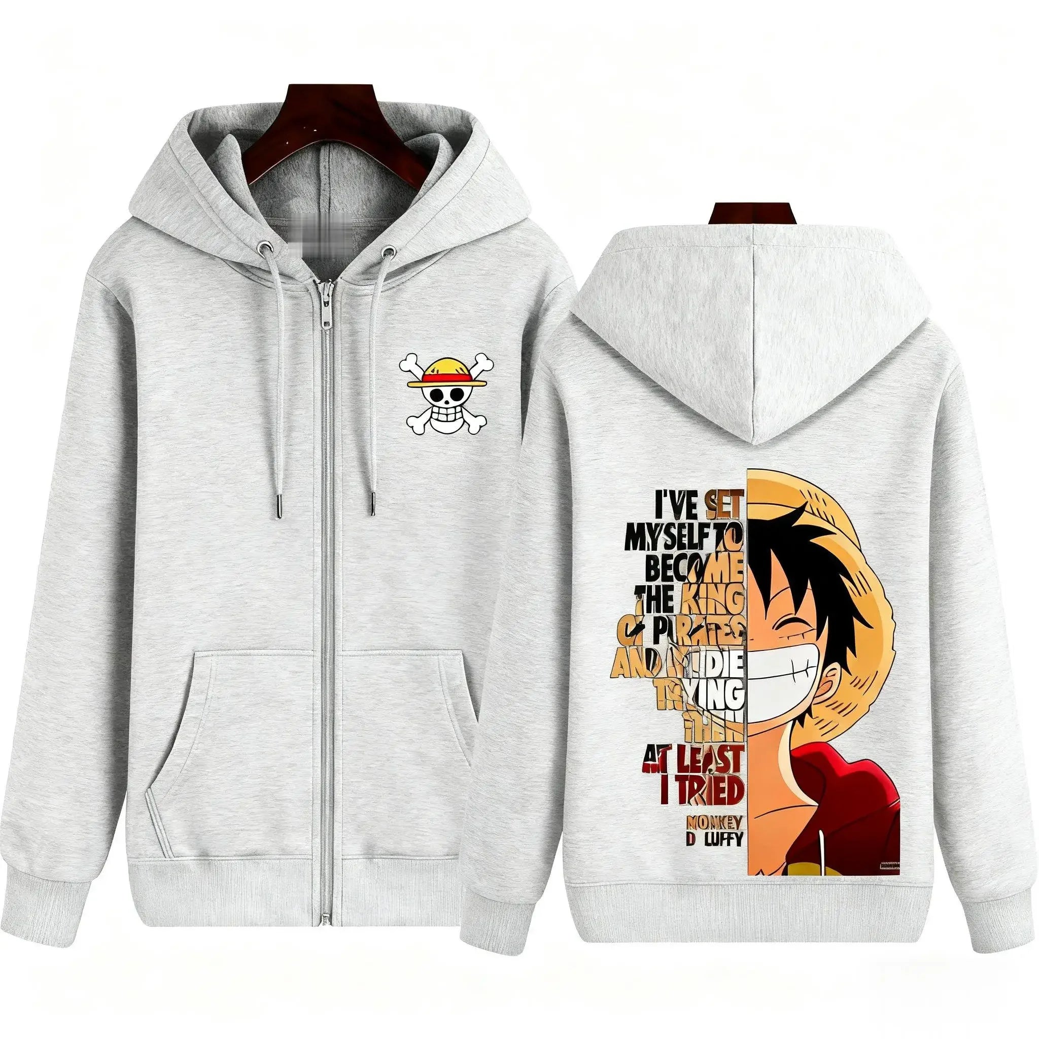 One Piece Monkey D Luffy Graphic Print Hoodie Zip Up Jacket Men Women Anime Streetwear Casual Pullover Long Sleeve Autumn Winter