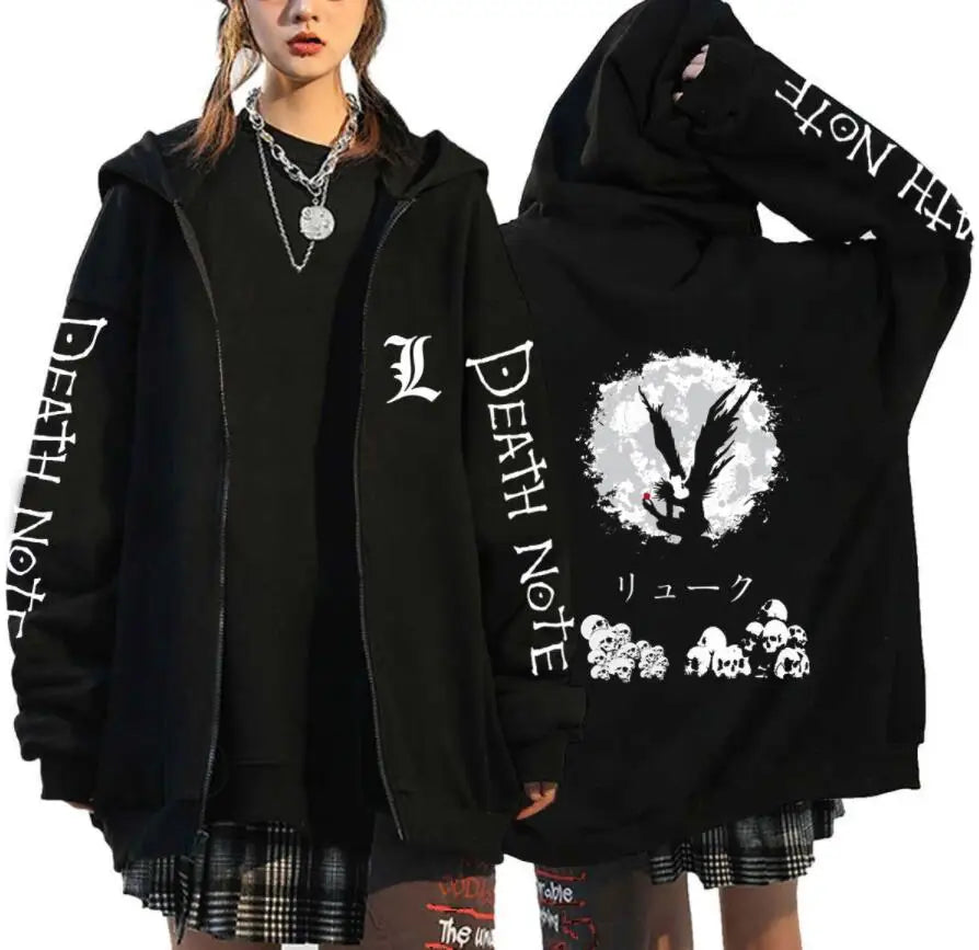 Death Note Gothic Graphic Zip-Up Hoodie Harajuku Streetwear Fleece Jacket 7