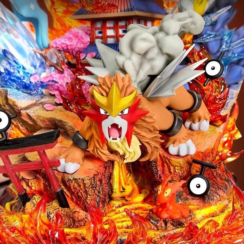 38cm Raikou/Suicune/Entei/Ho-Oh Figures 14.96inch Pvc Desktop Ornamen Figurine Collection Model Toys Gifts