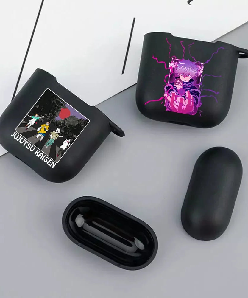 Anime Jujutsu Kaisen Case for Airpods 3 2 1 Pro Silicone Bluetooth Headphone Cover Gojo Satoru Air Pod Earphone Box Black Coque