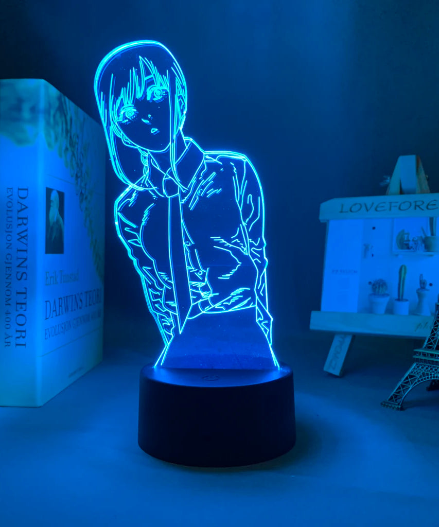 Anime Chainsaw Man Led Acrylic Stand Denji Power Makima Action Figure For Kids Bedroom Decor Nightlight Birthday