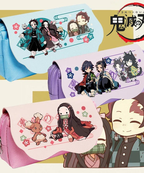 Anime Demon Slayer Student Pencil Case Cute Large Capacity Multifunctional Desktop Storage Bag Practical Gifts