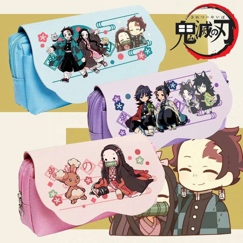 Anime Demon Slayer Student Pencil Case Cute Large Capacity Multifunctional Desktop Storage Bag Practical Gifts
