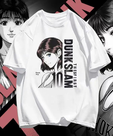 Slam Dunk anime peripheral kawaii white t-shirt versatile Shohoku team uniform Sakuragi Hanamichi Akagi Haruko summer top gift