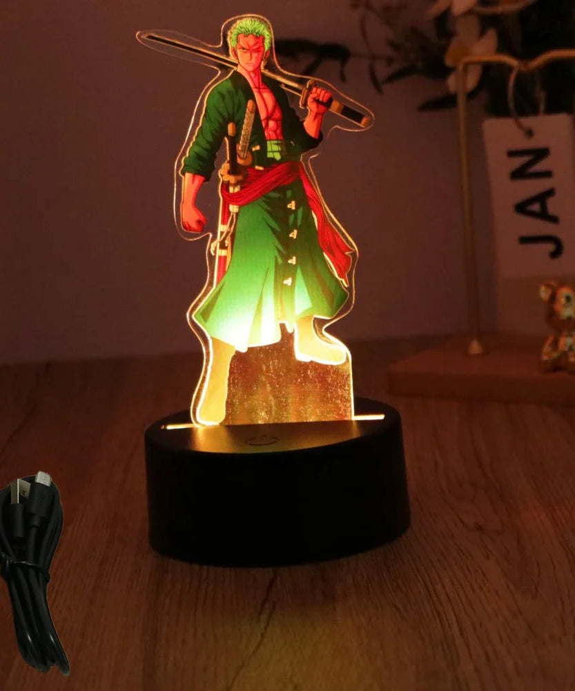 Actions Figure One Piece Luffy Zoro Anime Figures 3D Lamp PVC Action Collection Model Toys LED Night Light Kid Christmas Gift