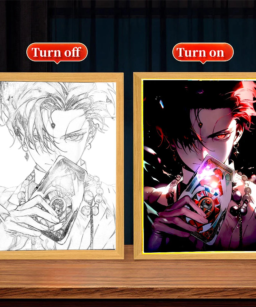 Anime Figure Light Painting Picture Frame Hunter×Hunter Killua Chrollo Led Night Light Moon Lamp Bedroom Home Decor Friends Gift