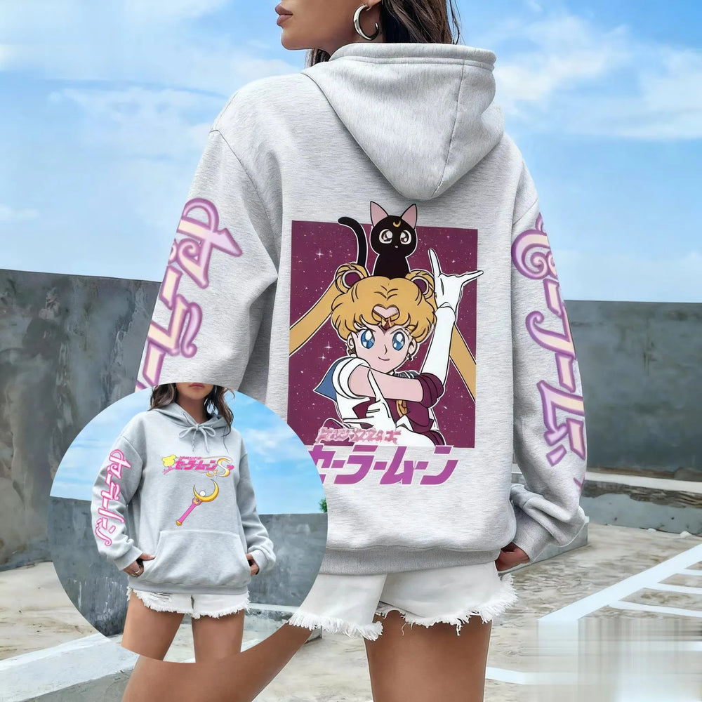 Sailor Moon Graphic Women's Hoodie – Sweet Y2K Streetwear Pullover Sweatshirt 3