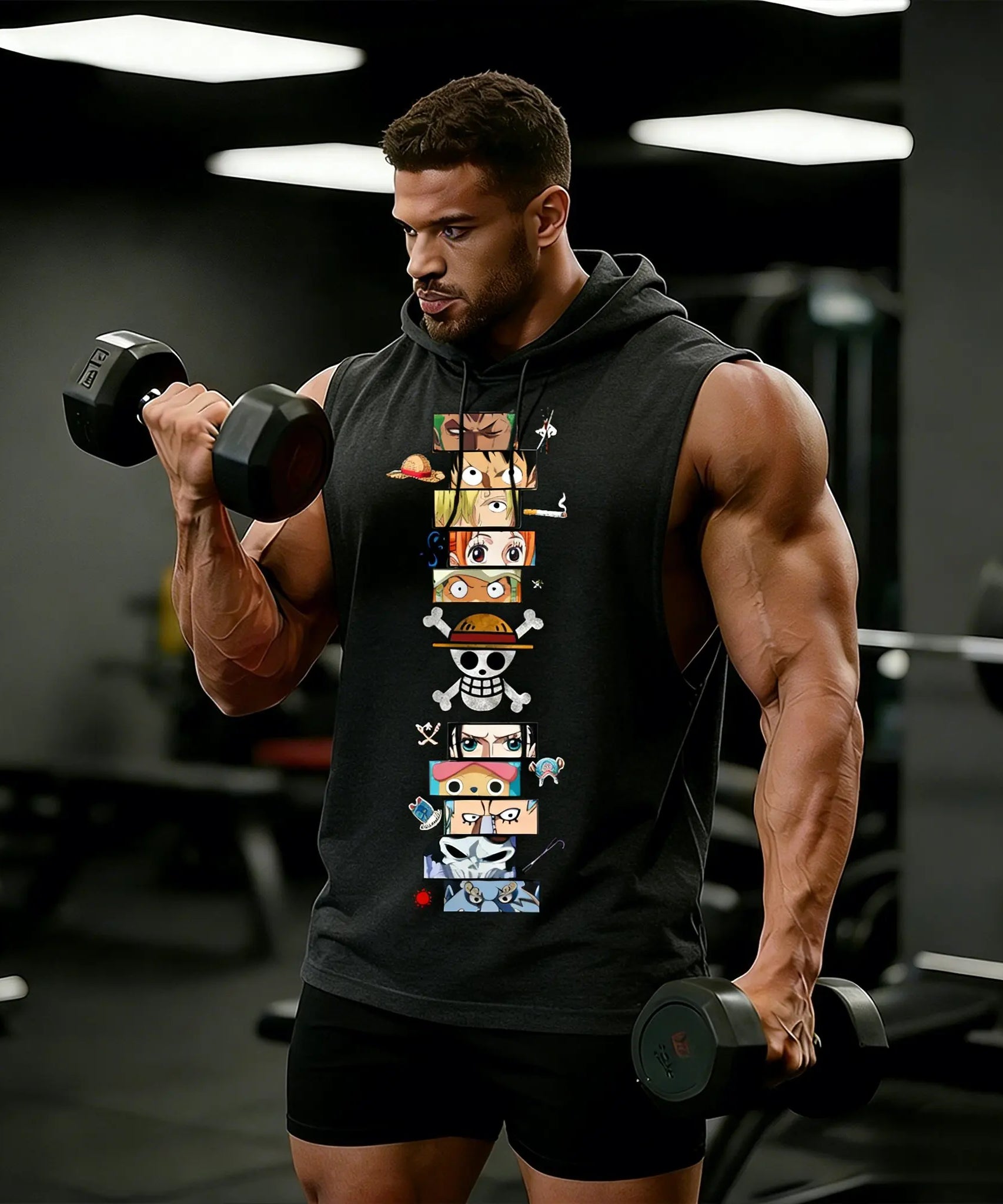 One Piece Anime Hoodie Sleeveless Shirt Men Tank Top Muscle Gym Vest Graphic Print Streetwear Loose Casual Tops Summer New