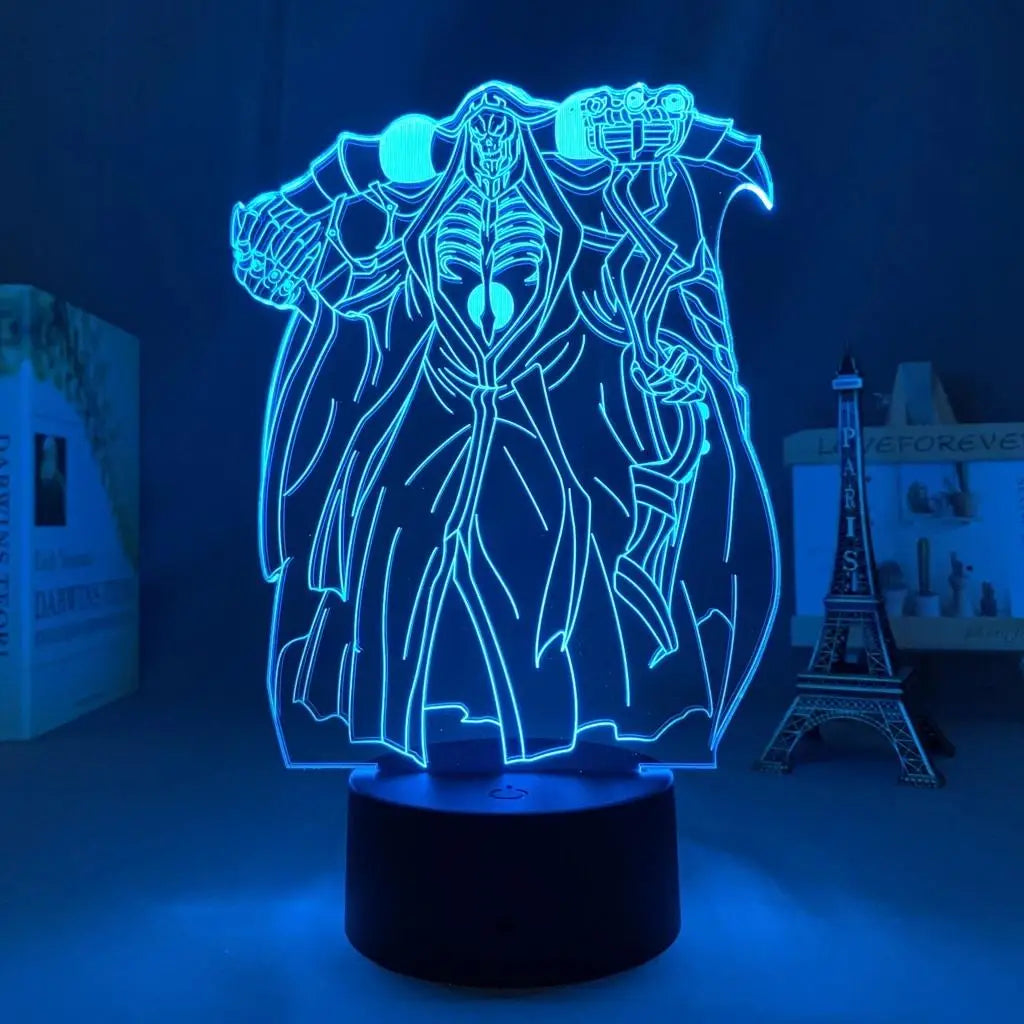 Anime Overlord Acrylic Glowing Stand Albedo Action Figure Led Night Light for Bedroom Decor Gift Nightlight