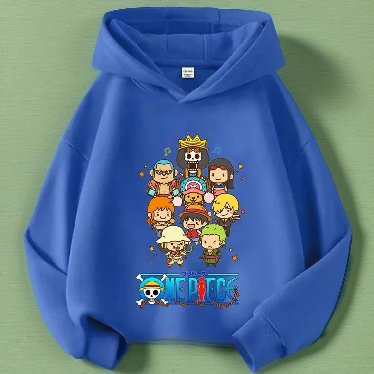 Kids Monkey D. Luffy Anime Fleece Hoodie – One Piece Pullover Sweatshirt 7