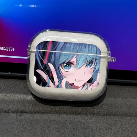 Anime Cute Girl Ponytail M-miku TPU Case For Airpods Pro 2 1 3 Bluetooth Earphone Case Transparent Soft Cover