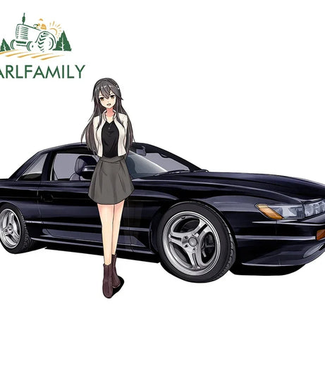 EARLFAMILY 13cm For ILLEGALSTREET X ANIME Window Fine Decal Sunscreen Car Sticker Anime Car Accessories Decoration