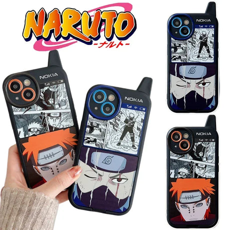 Naruto Mobile Phone Shell Fashion Holder Case for IPhone 13 12 11 14 Pro Max 14 Plus Kakashi Anime Figures Cartoon Case Cover