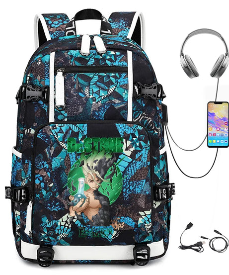 Dr. Stone Anime Backpack – Large Capacity Student & Travel Bag