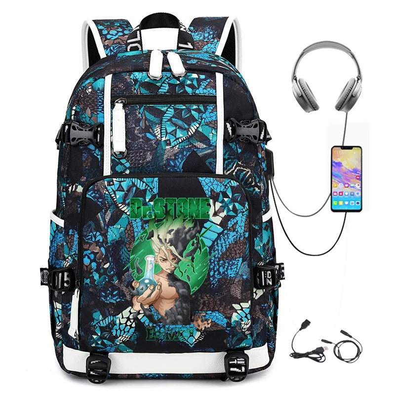 Dr. Stone Anime Backpack – Large Capacity Student & Travel Bag