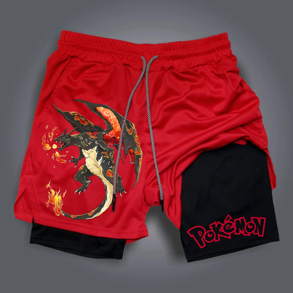 Pokémon Anime Double Layer Shorts – Premium Mesh Breathable Sports Shorts for Men 5