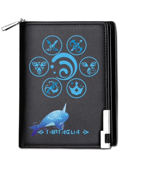 Genshin Impact Mondstadt Anime Peripheral New Zipper PU Wallet Handsome Personality Boy Print Coin Purse Short Card Pack Holiday