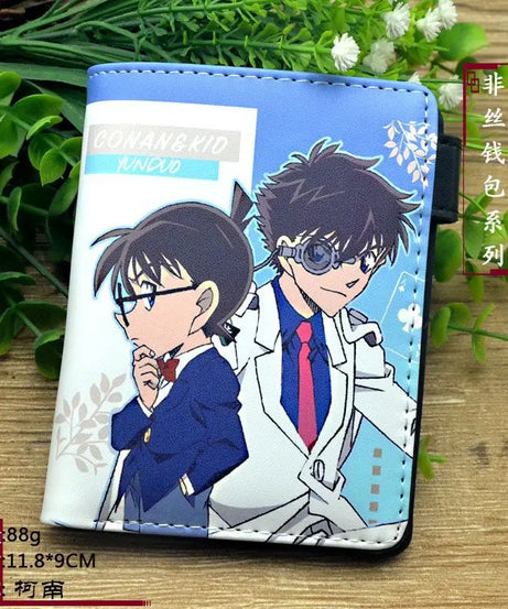 Conan anime peripheral cartoon student wallet card holder with zipper coin purse wallets wallet men PU birthday gift