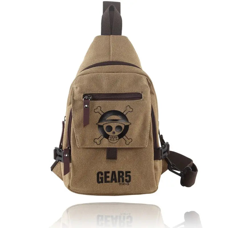 One Piece anime chest bag Luffy canvas crossbody bag student multi-function zipper shoulder bag large capacity creative gift