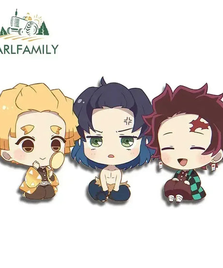 EARLFAMILY 13cm X 3.8cm Anime Running Chibi Car Stickers Trunk Windows Cartoon Decal Personality Kamado Nezuko Car Accessories