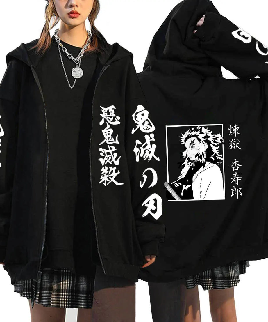 Demon Slayer Zipper Sweatshirts Zip Up Hoodie Anime Hoodies Unisex Hip Hop Streetwear Nezuko Kamado Graphic Y2K Clothes gifts