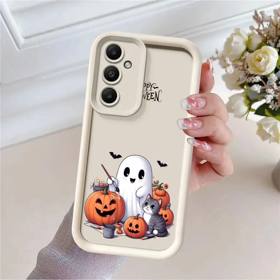 Case for Samsung A54 A52 A14 A53 A12 A13 A23 A71 A34 A51 A13 A33 A15 A32 A22 A55 A24 Phone Case Happy Halloween Ghost