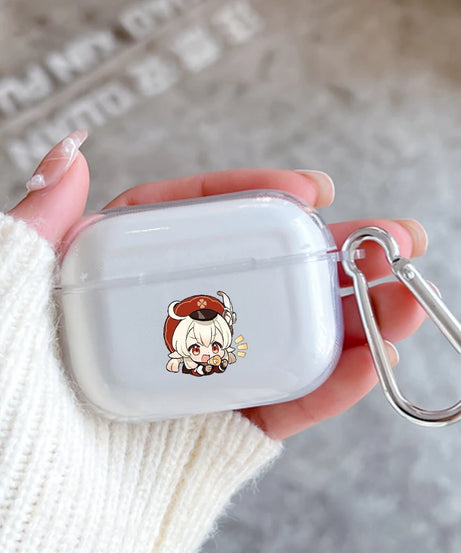 Genshin Impact Anime With Hook Case For AirPods 2 3 1 Cases For Apple AirPods Pro 2 Coque Transparent TPU Earphone Cover